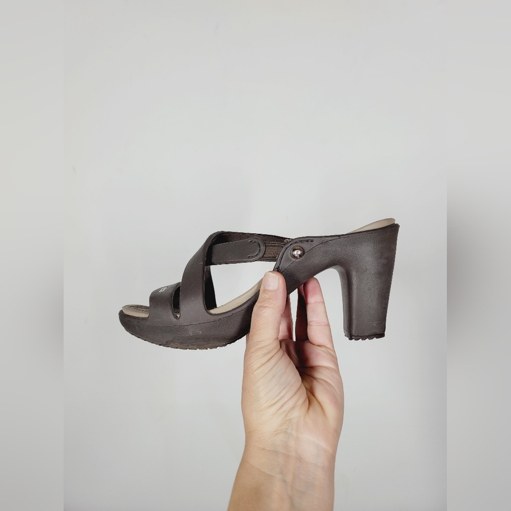 CROCS Brown Open-Toe Heeled Mules
